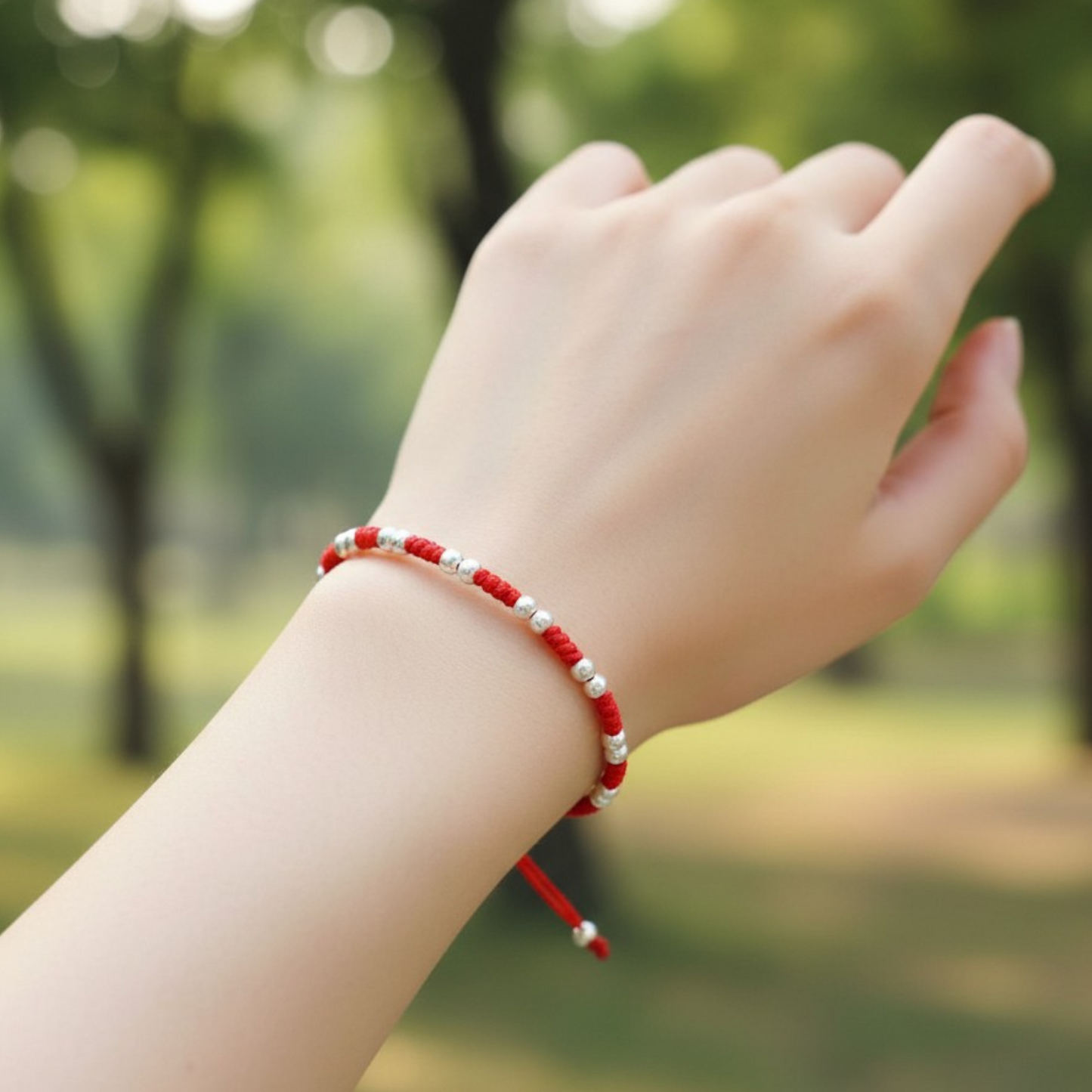 999 Real Silver Fu Blessing Lock Charm Hand Braided Woven Bracelet