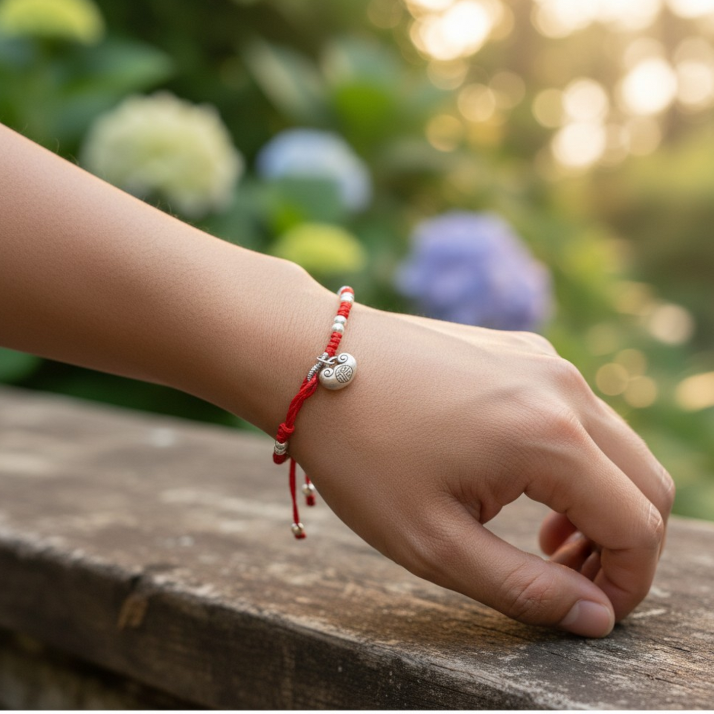 999 Real Silver Fu Blessing Lock Charm Hand Braided Woven Bracelet