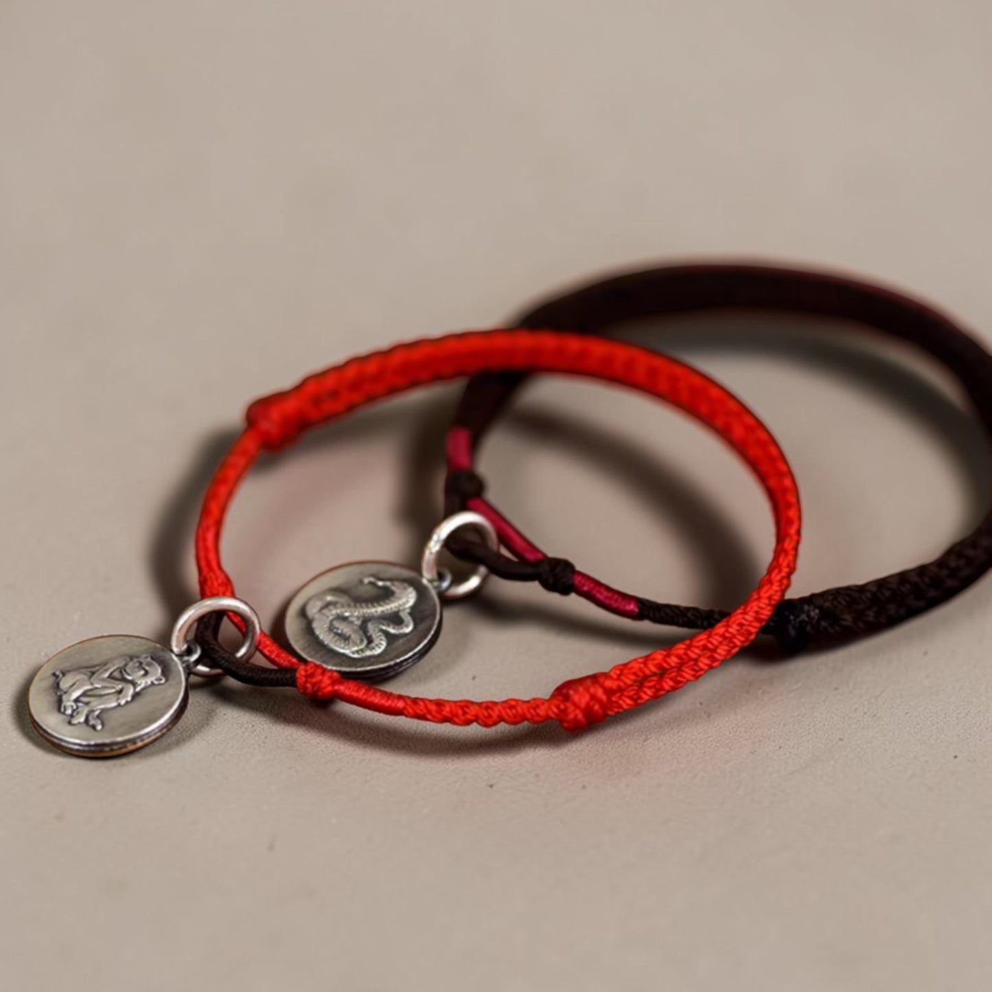 999 Real Silver Zodiac Chinese Animal Charm Hand Braided Woven Bracelet
