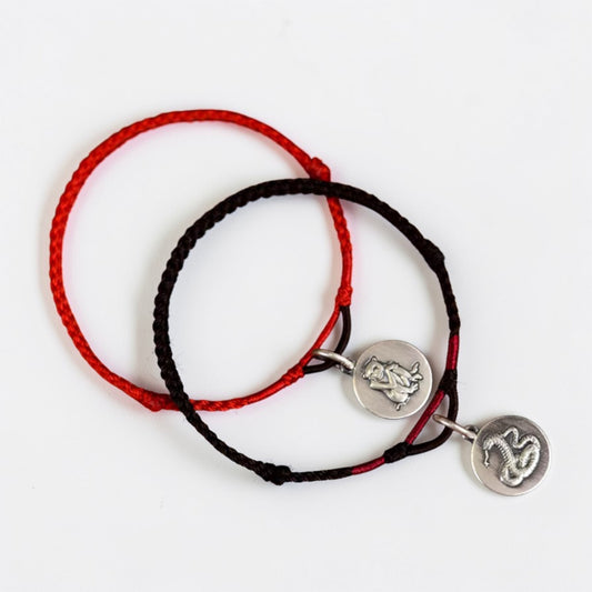 999 Real Silver Zodiac Chinese Animal Charm Hand Braided Woven Bracelet