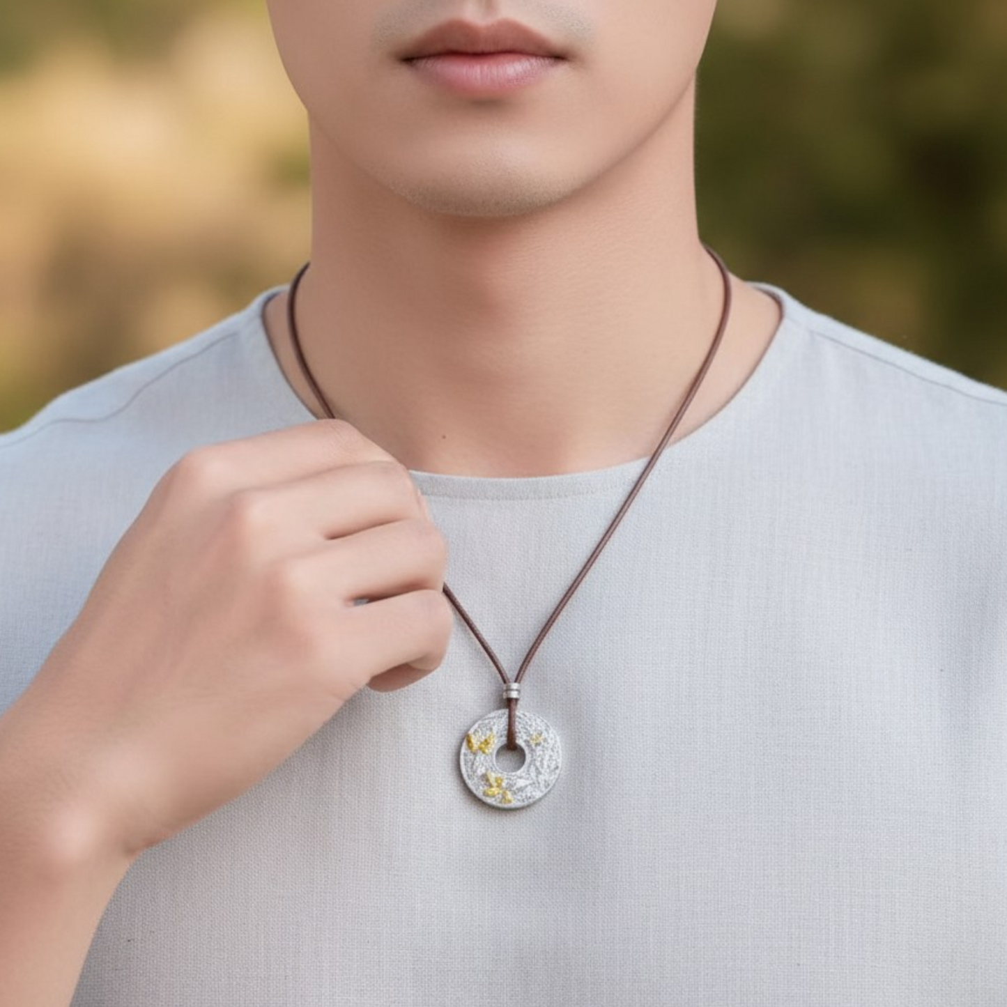 999 Pure Silver Goldfish Good Fortune Buckle Pendant Rope necklace