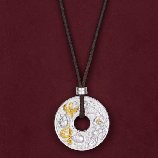 999 Pure Silver Goldfish Good Fortune Buckle Pendant Rope necklace