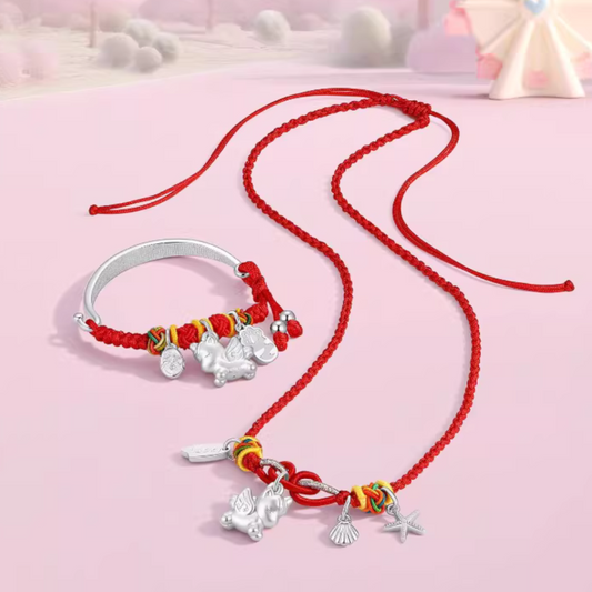 999 Pure Silver Bracelet Necklace for Children Newborn Birthday Gift Baby Shower Gift