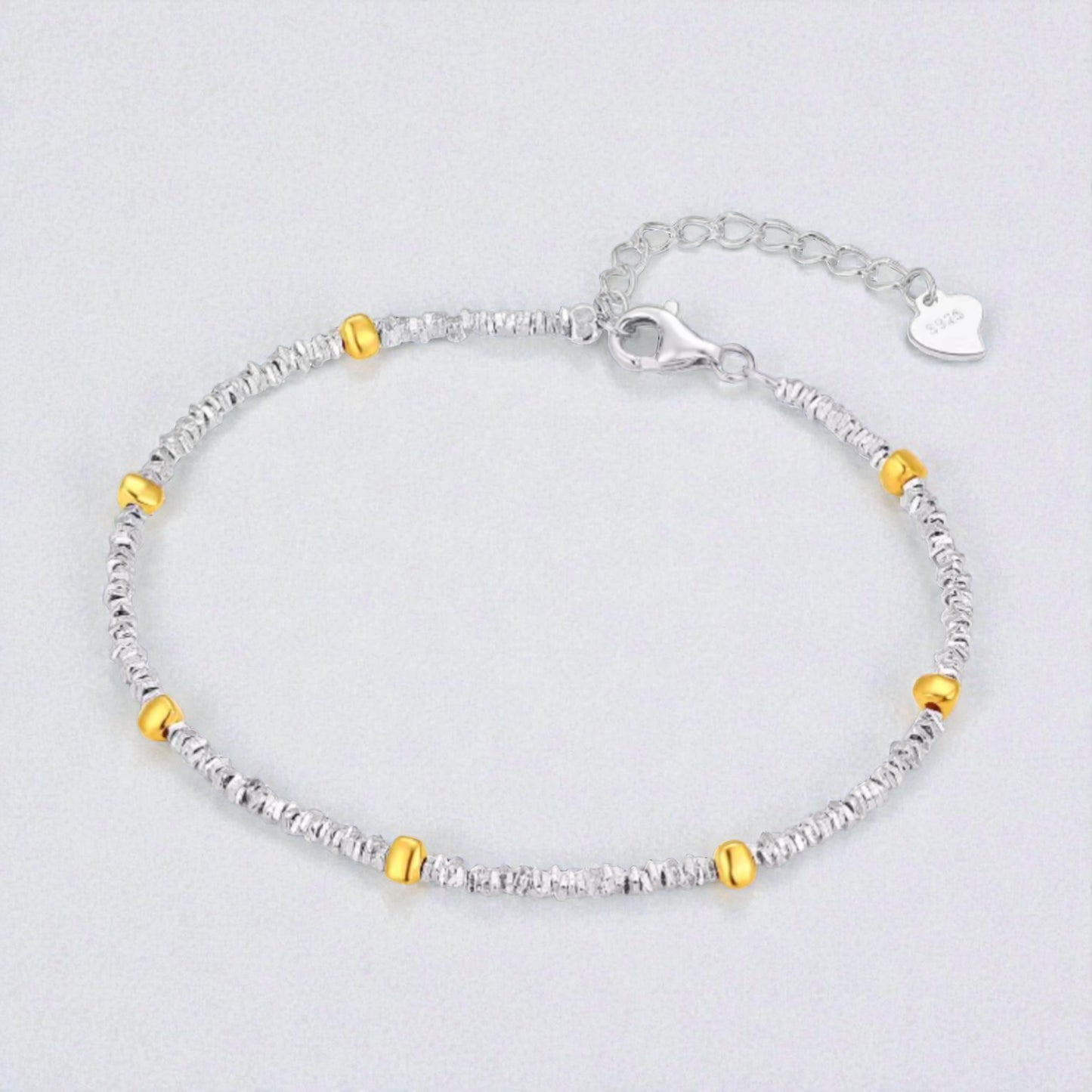 s925 Sterling Silver Butterfly and Flower Charms Bracelet