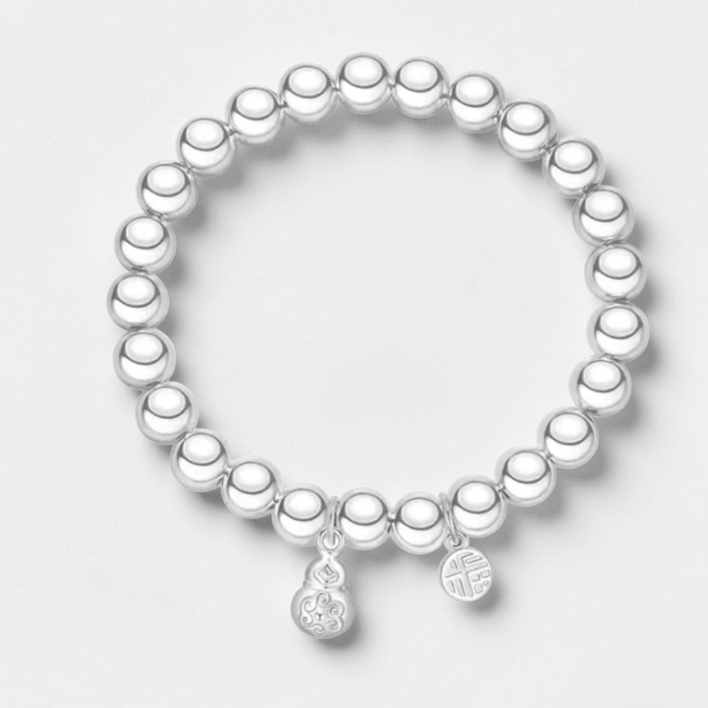 999 Pure Silver Gourd Charm Beads Bracelet