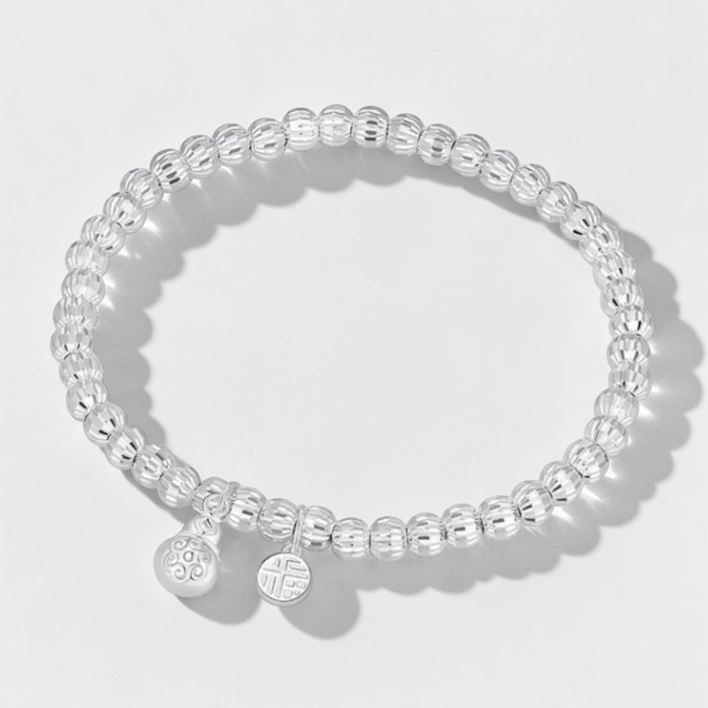 999 Pure Silver Gourd Charm Beads Bracelet