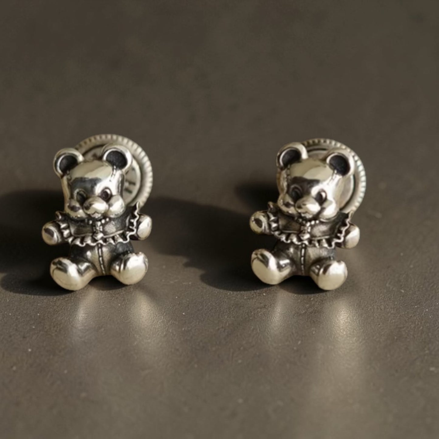 S925 Sterling Silver Vintage Style Bear Teddy Stud Earrings