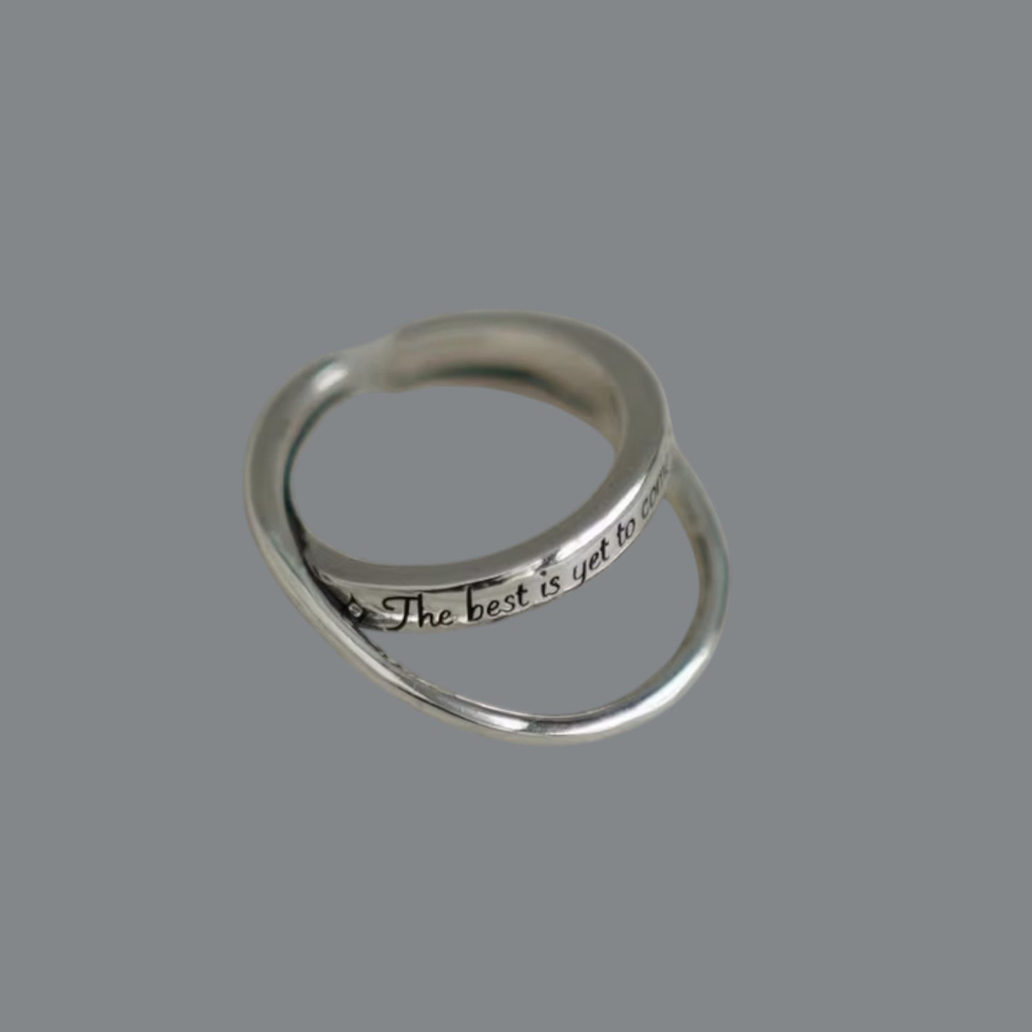 S925 Sterling Silver Double Layered Star "The Best is Yet to Come" Adjustable Ring