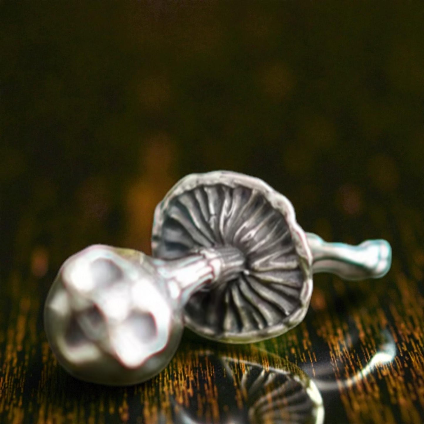 S925 Sterling Silver Punk Style Mushroom Skull Pendant