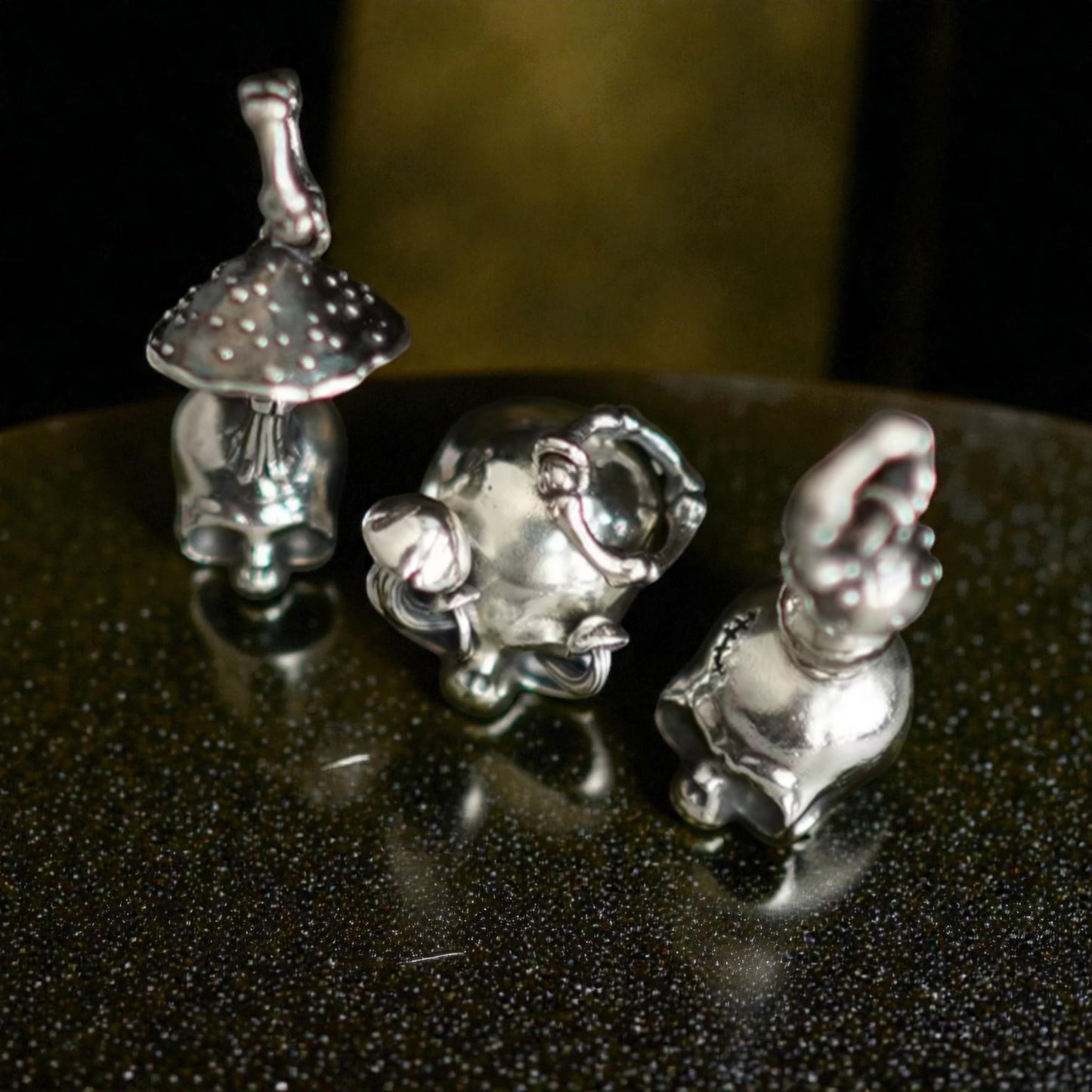 S925 Sterling Silver Punk Style Mushroom Skull Pendant