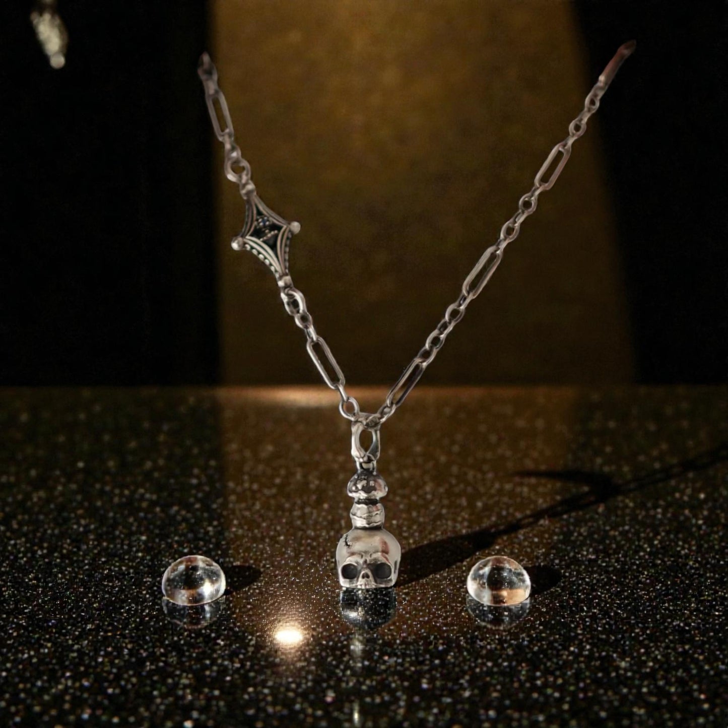 S925 Sterling Silver Punk Style Mushroom Skull Pendant