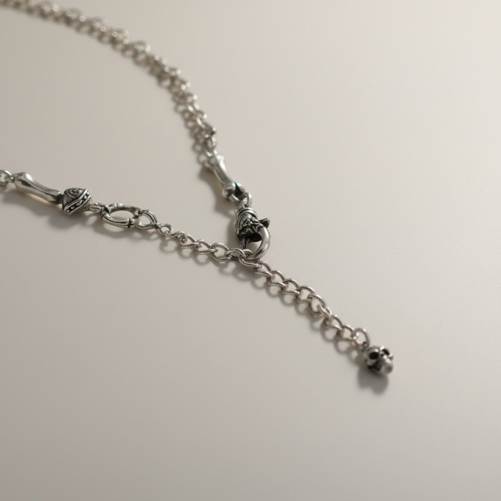 S925 Sterling Silver Calavera Skull Extension Chain