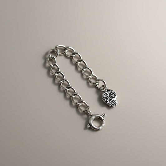S925 Sterling Silver Calavera Skull Extension Chain