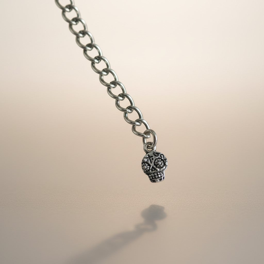 S925 Sterling Silver Calavera Skull Extension Chain