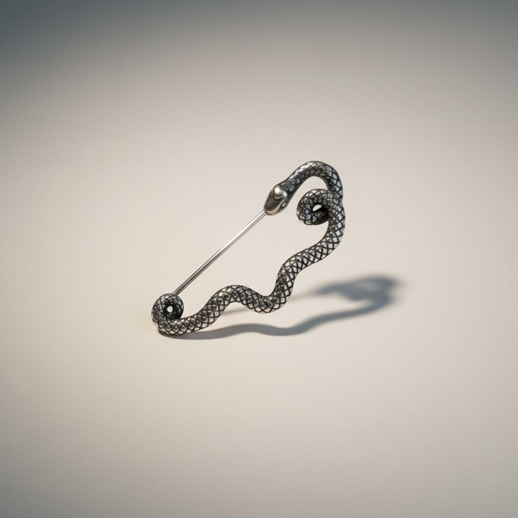 S925 Sterling Silver Entangling Snake Planet Element Pin Brooch