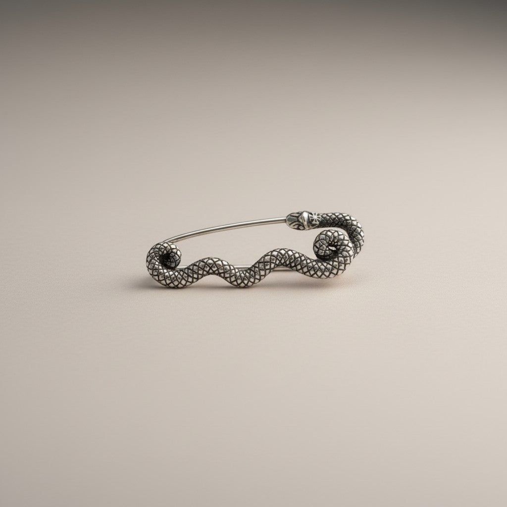 S925 Sterling Silver Entangling Snake Planet Element Pin Brooch