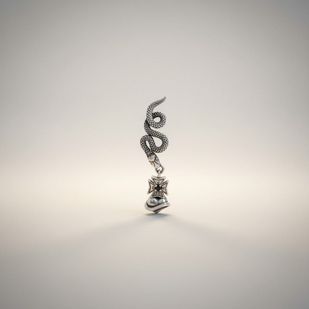 S925 Sterling Silver Vintage Entangling Snake Planet Element Dangle Stud Earring