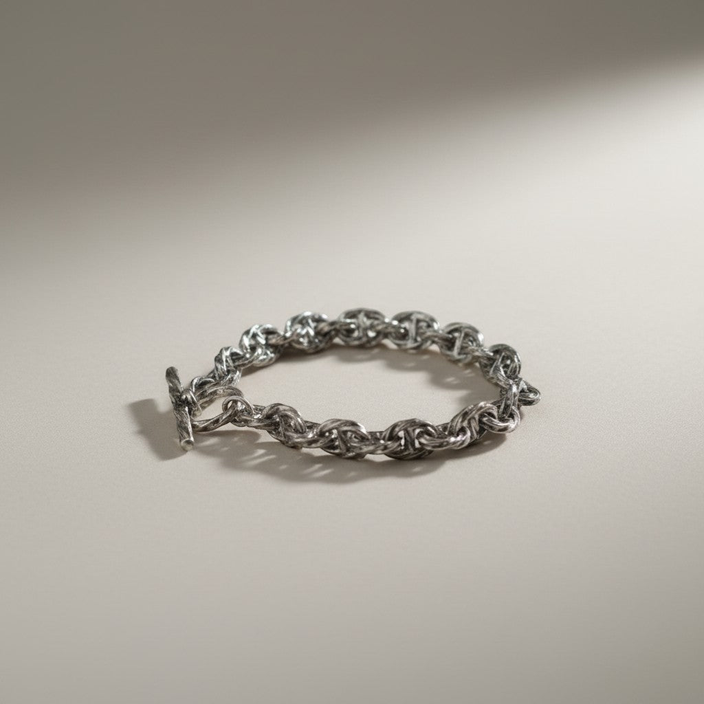 S925 Sterling Silver Twisted Chain Link Element Bracelet