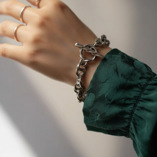 S925 Sterling Silver Twisted Chain Link Element Bracelet