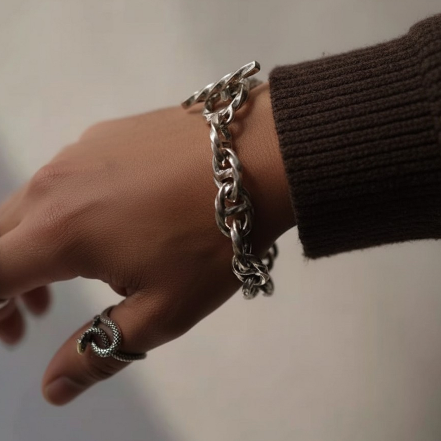 S925 Sterling Silver Twisted Chain Link Element Bracelet