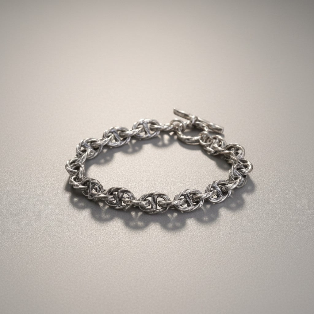 S925 Sterling Silver Twisted Chain Link Element Bracelet