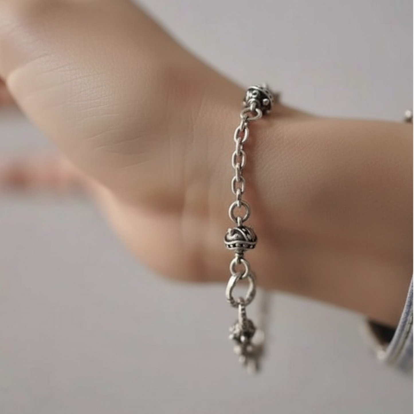 S925 Sterling Silver Heart Demon Bone Cross Element Bracelet