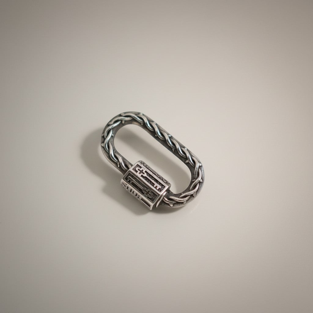 S925 Sterling Silver Thorn Oval Carabiner Connector Charm Multi-Purpose
