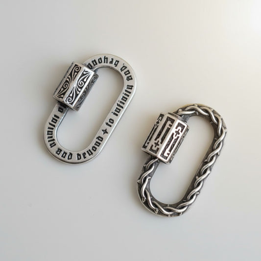 S925 Sterling Silver Thorn Oval Carabiner Connector Charm Multi-Purpose