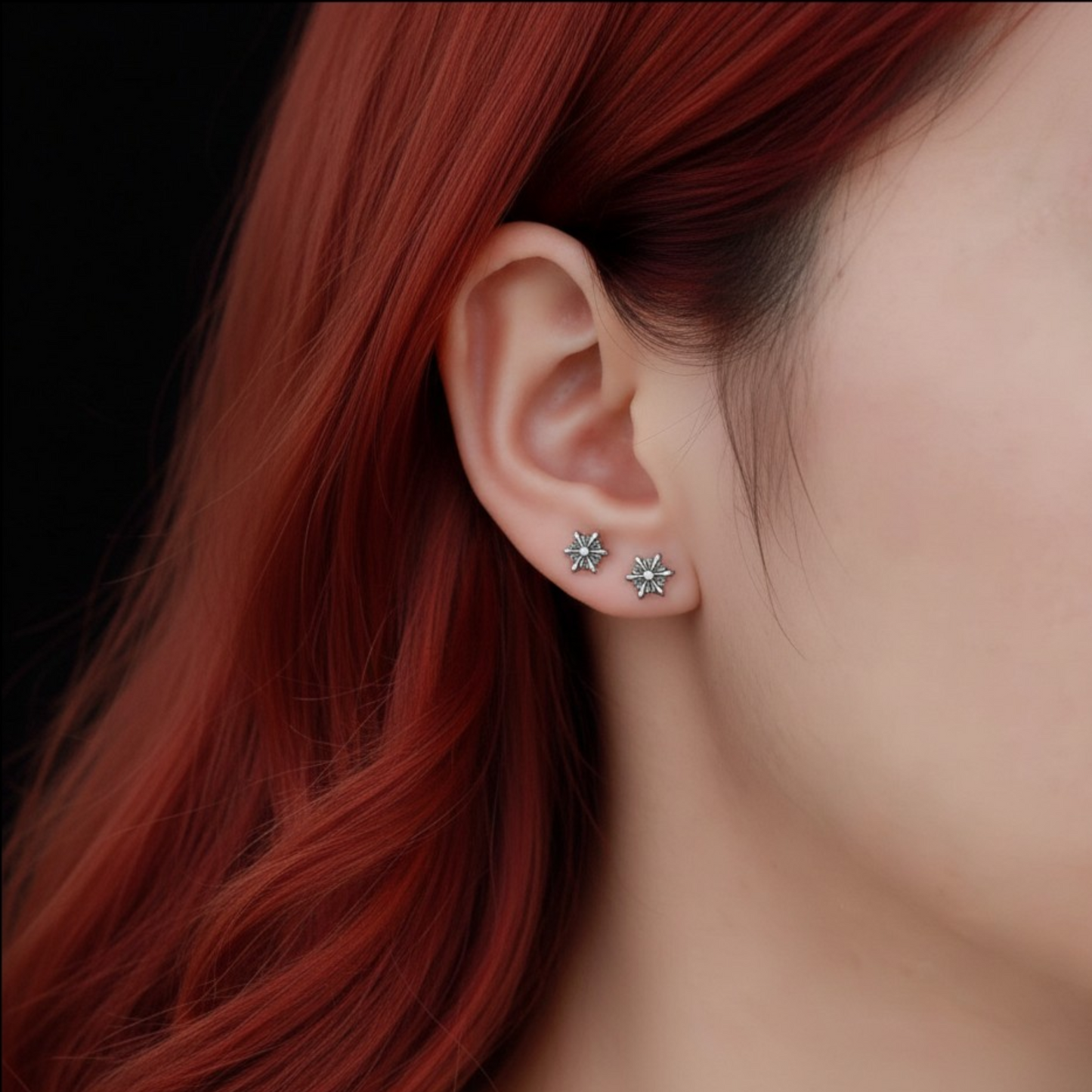 S925 Sterling Silver Vintage Gothic six pointed star Unisex Screw Backing Earring