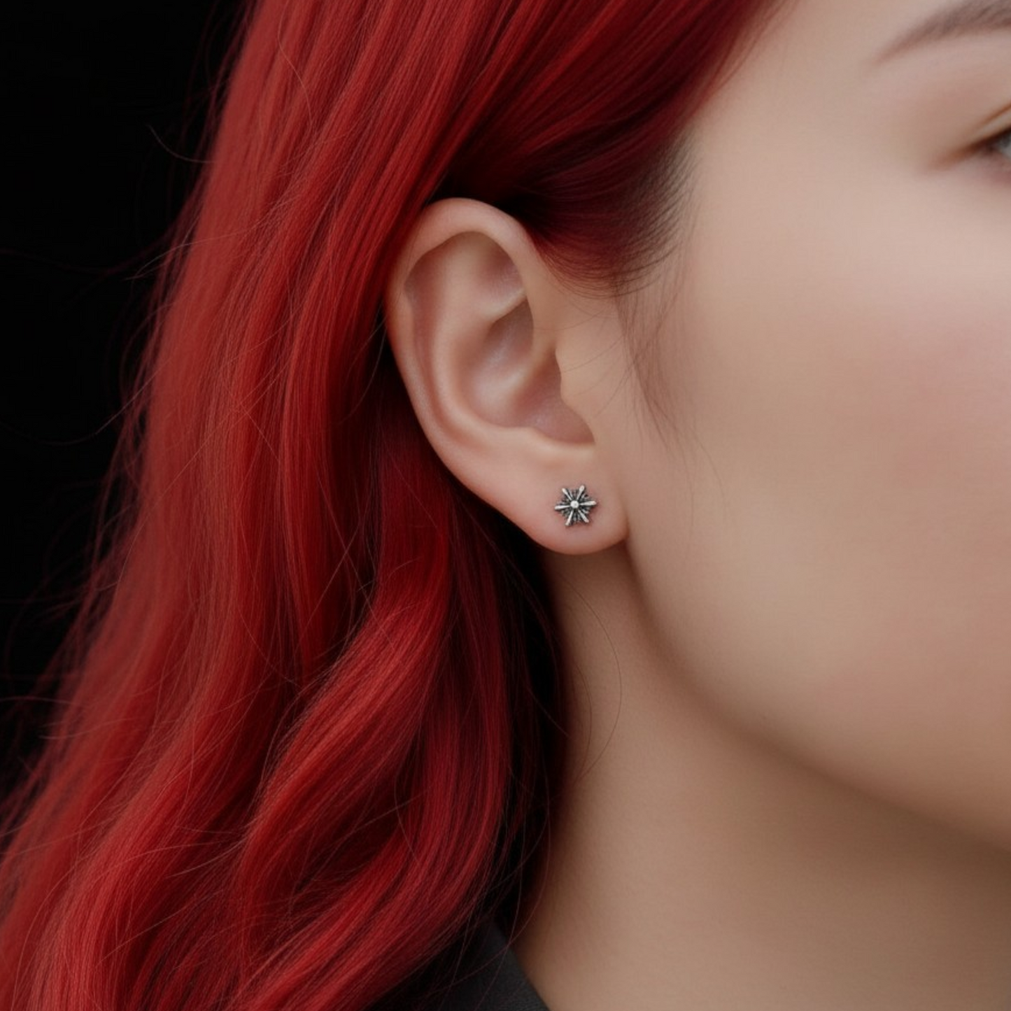 S925 Sterling Silver Vintage Gothic six pointed star Unisex Screw Backing Earring