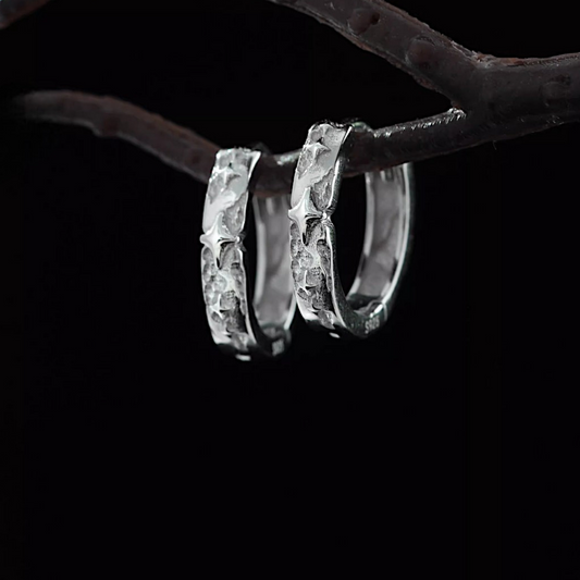 S925 Sterling Silver Star Hoop Earring