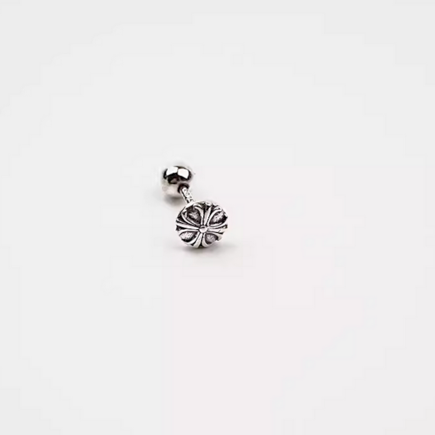 S925 Sterling Silver Vintage Unisex Star Cross Screw Cartilage Earrings