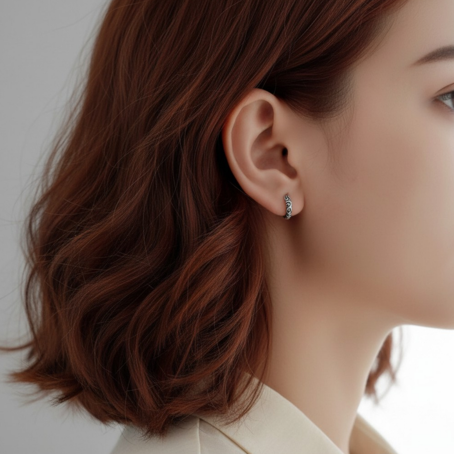 S925 Sterling Silver Star and Crescent Pattern Hoop Earrings