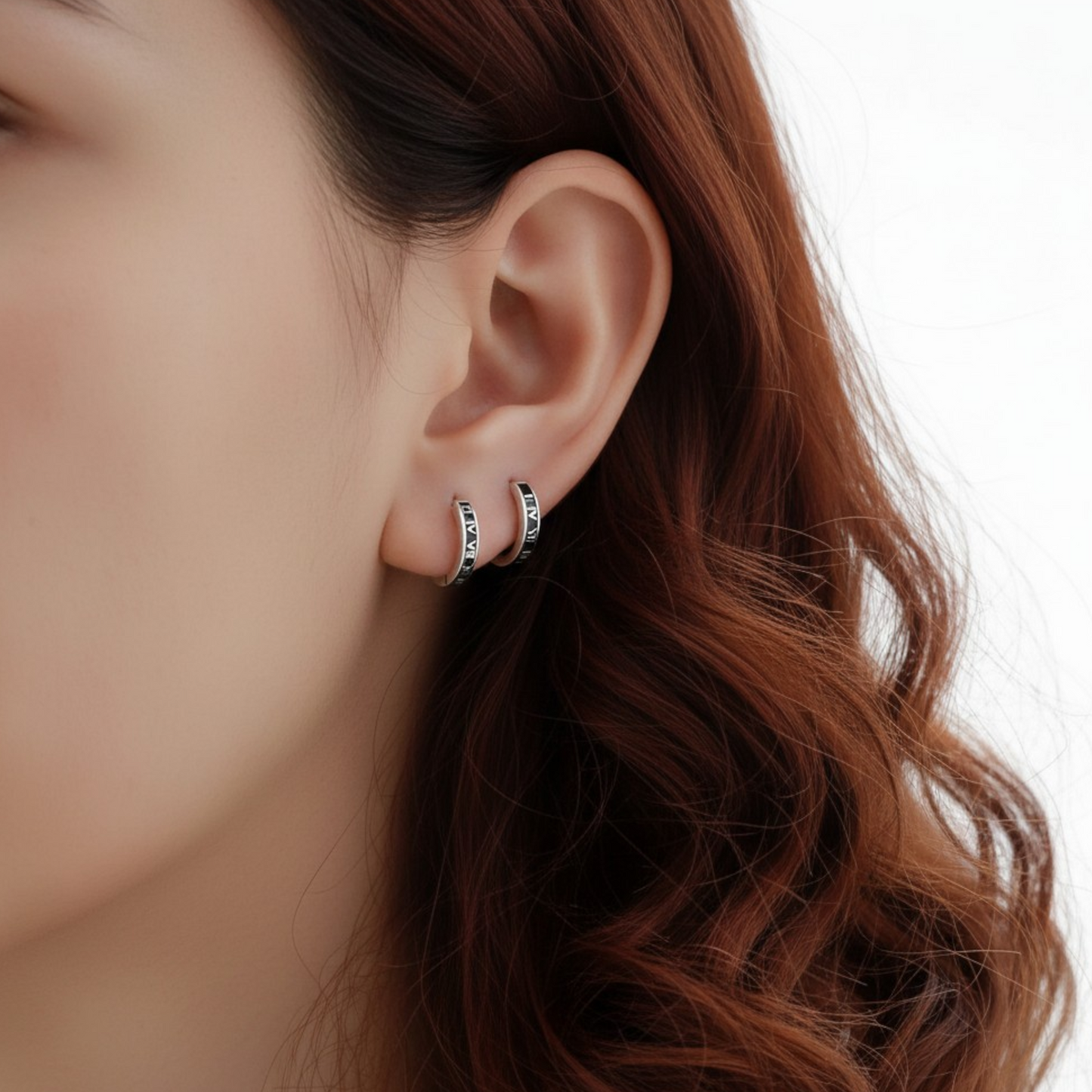 S925 Sterling Silver Vintage Roman Numeral Hoop Earrings