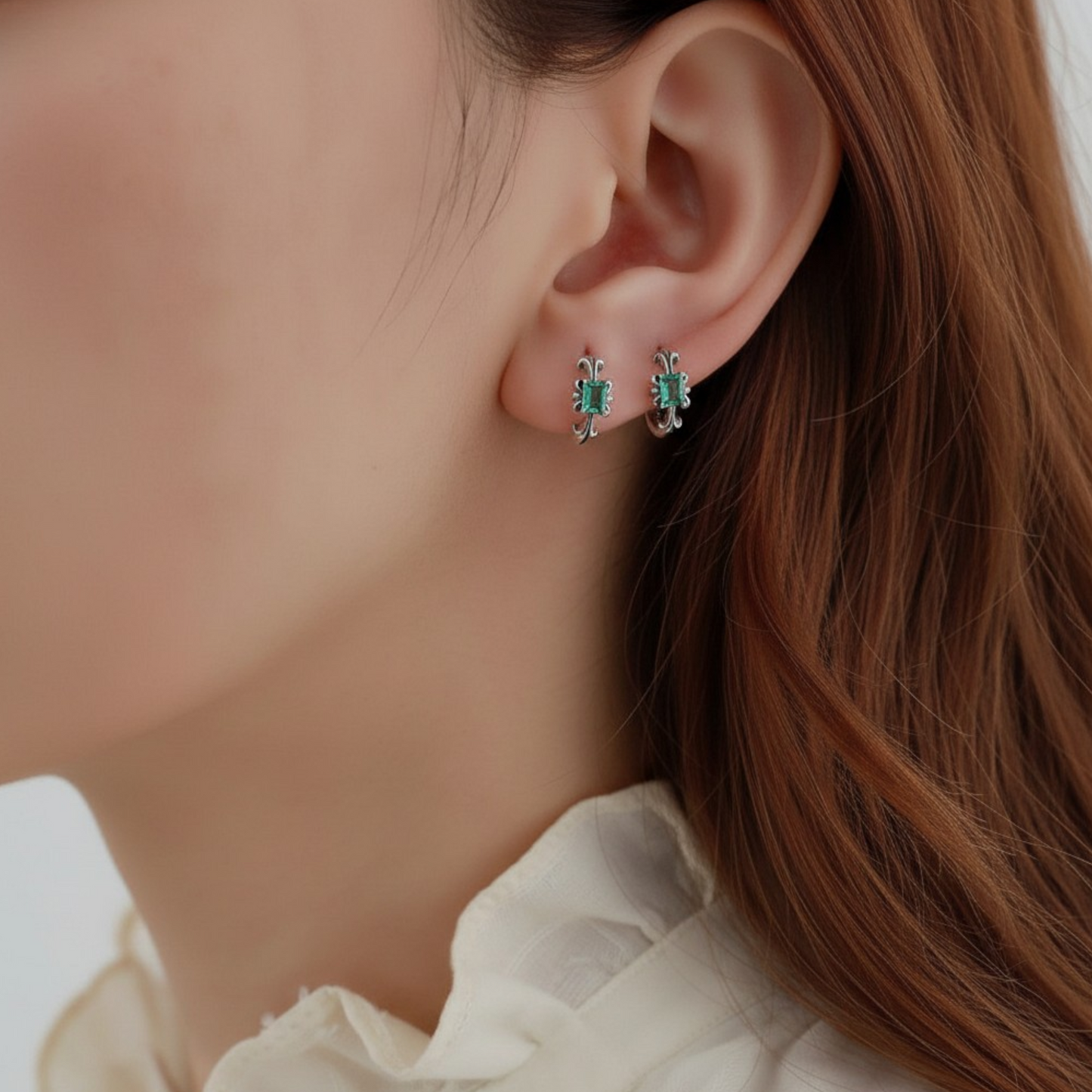 S925 Sterling Silver Emerald Cut Stud Earrings