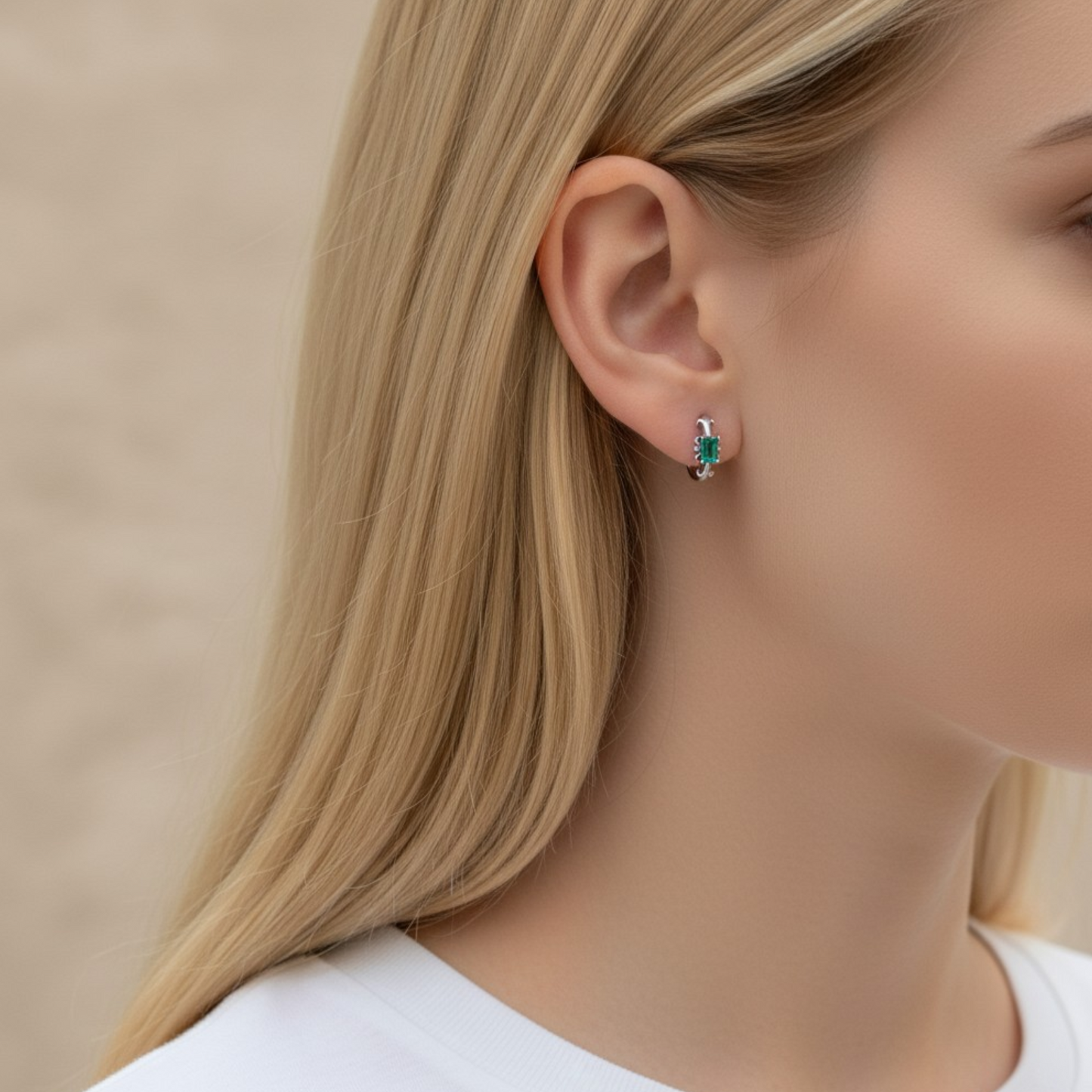 S925 Sterling Silver Emerald Cut Stud Earrings
