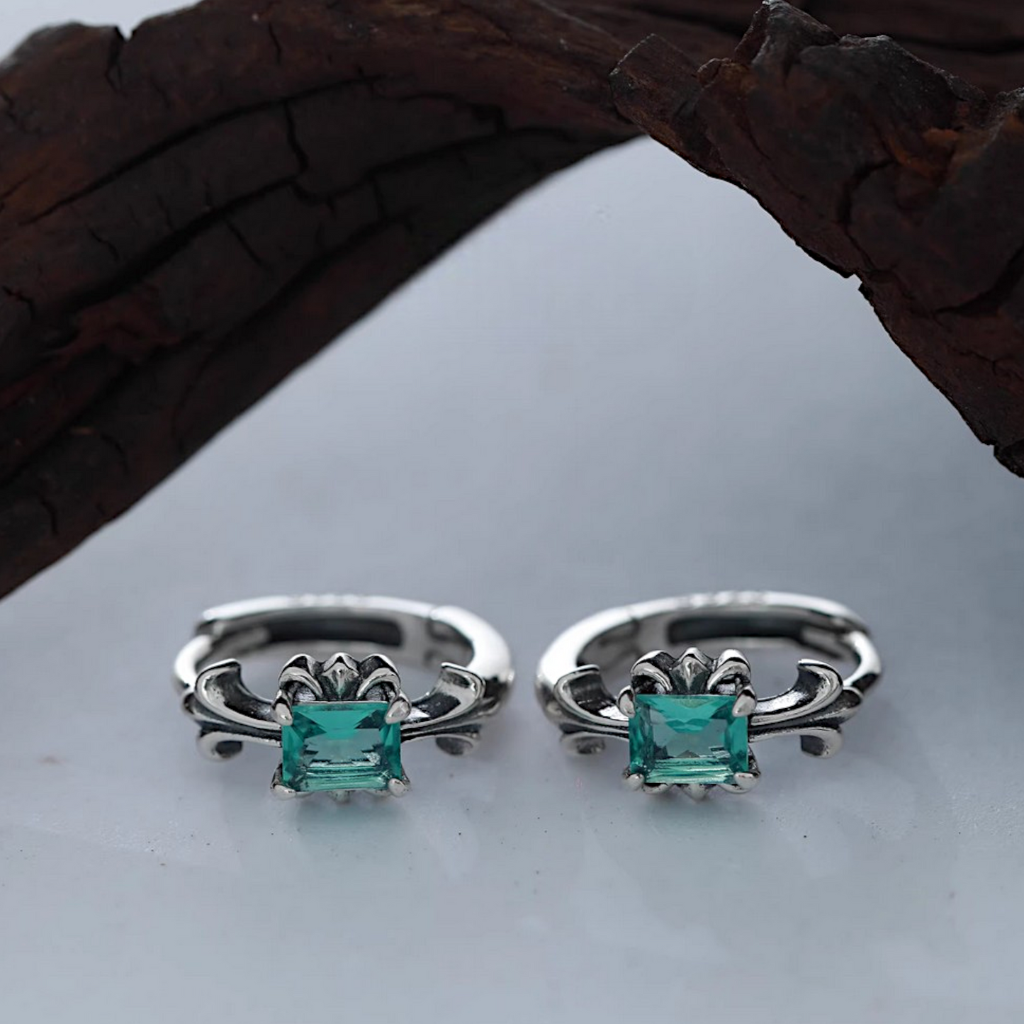 S925 Sterling Silver Emerald Cut Stud Earrings