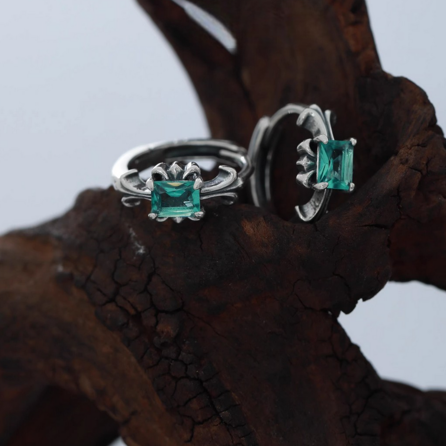 S925 Sterling Silver Emerald Cut Stud Earrings