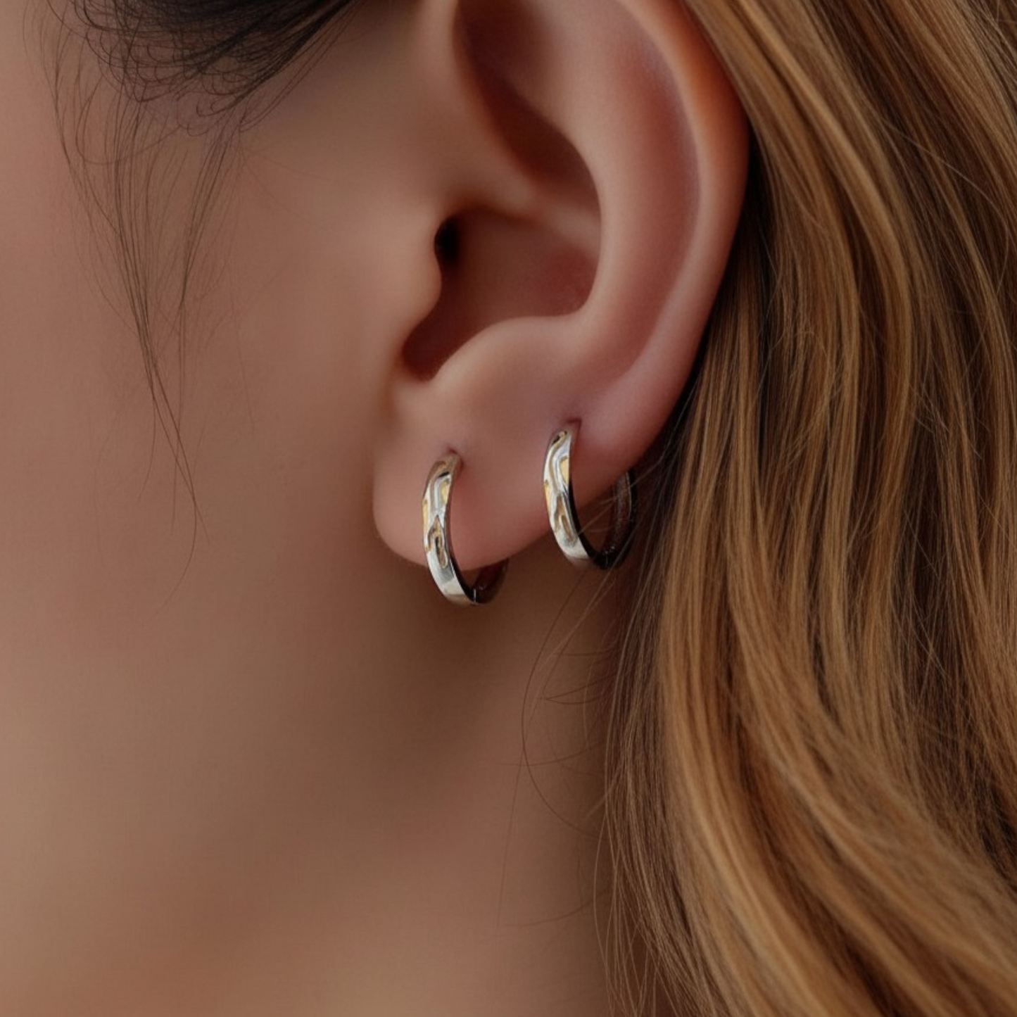 S925 Sterling Silver Minimal Style Hoop Earrings