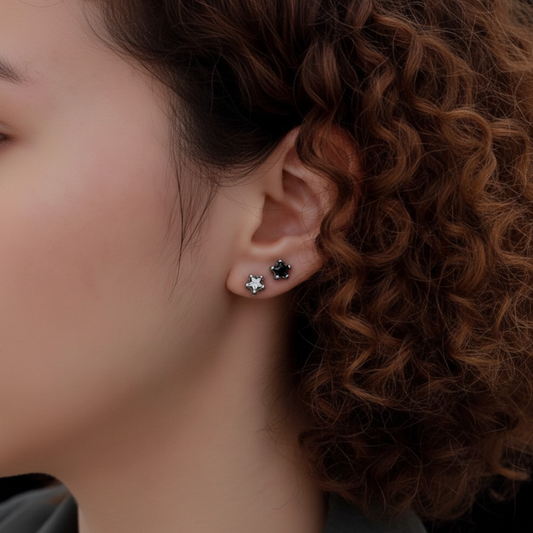 S925 Sterling Silver Vintage Star Stud Earrings