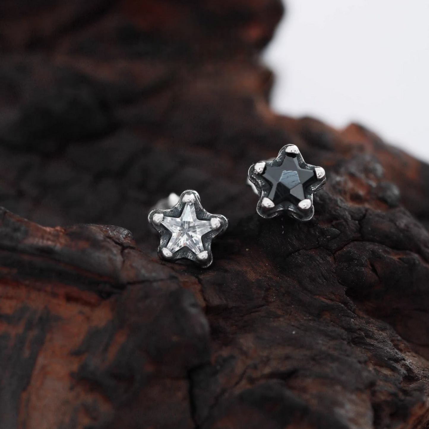 S925 Sterling Silver Vintage Star Stud Earrings