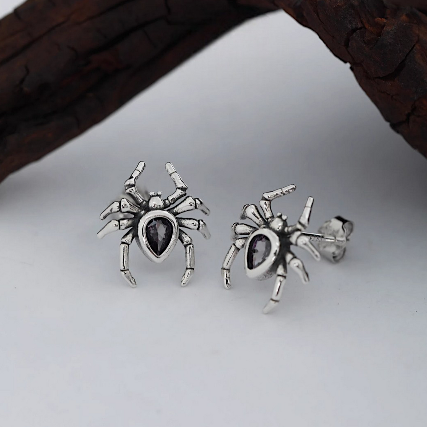 S925 Sterling Silver Vintage Gothic Spider Stud Earrings
