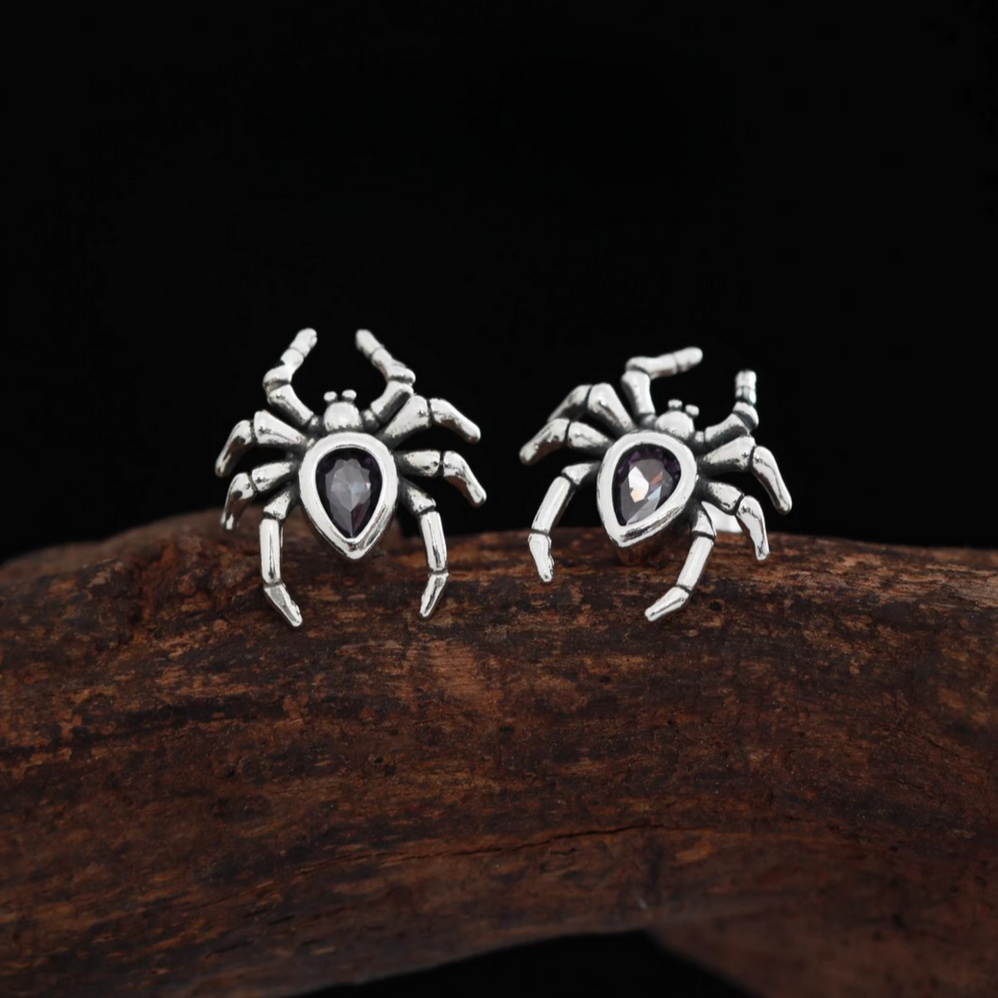 S925 Sterling Silver Vintage Gothic Spider Stud Earrings