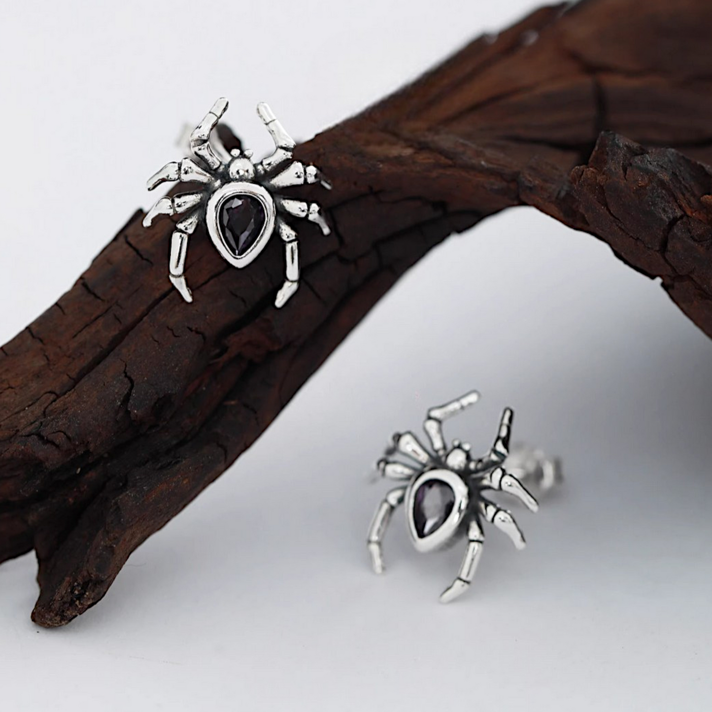 S925 Sterling Silver Vintage Gothic Spider Stud Earrings