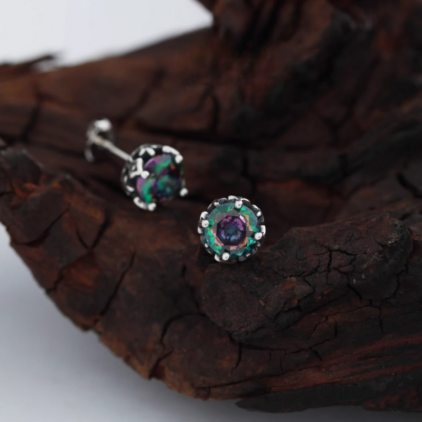 S925 Sterling Silver Vintage Luminous Stud Earrings