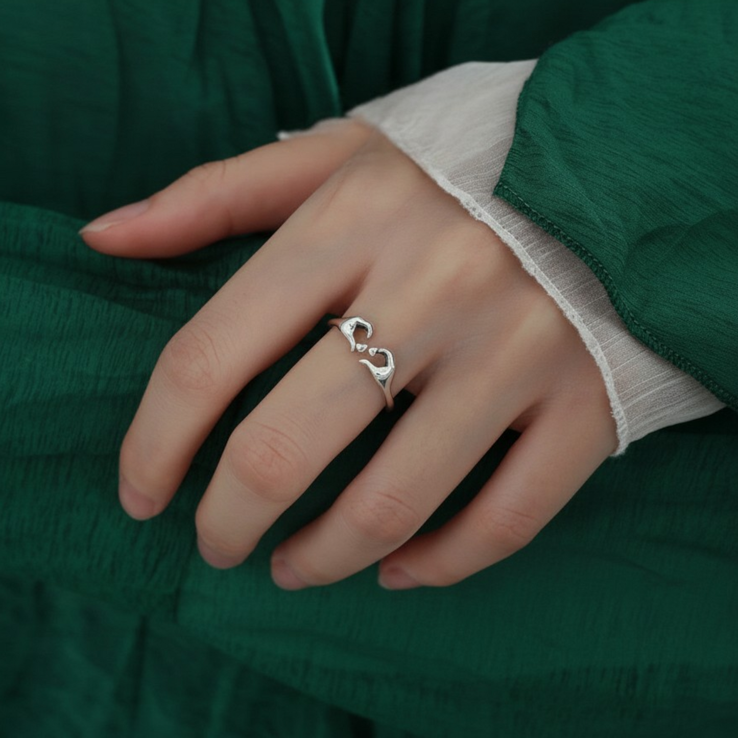 S925 Sterling Silver Vintage Heart Ring