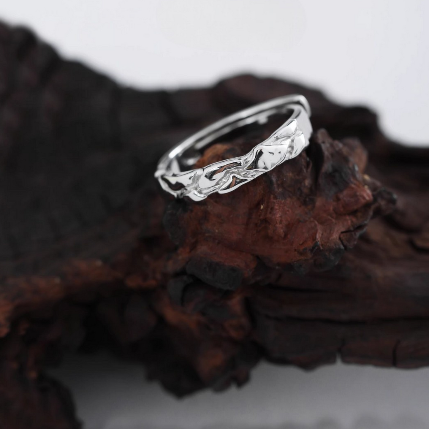 s999 Silver Broken Glacier Couple Ring