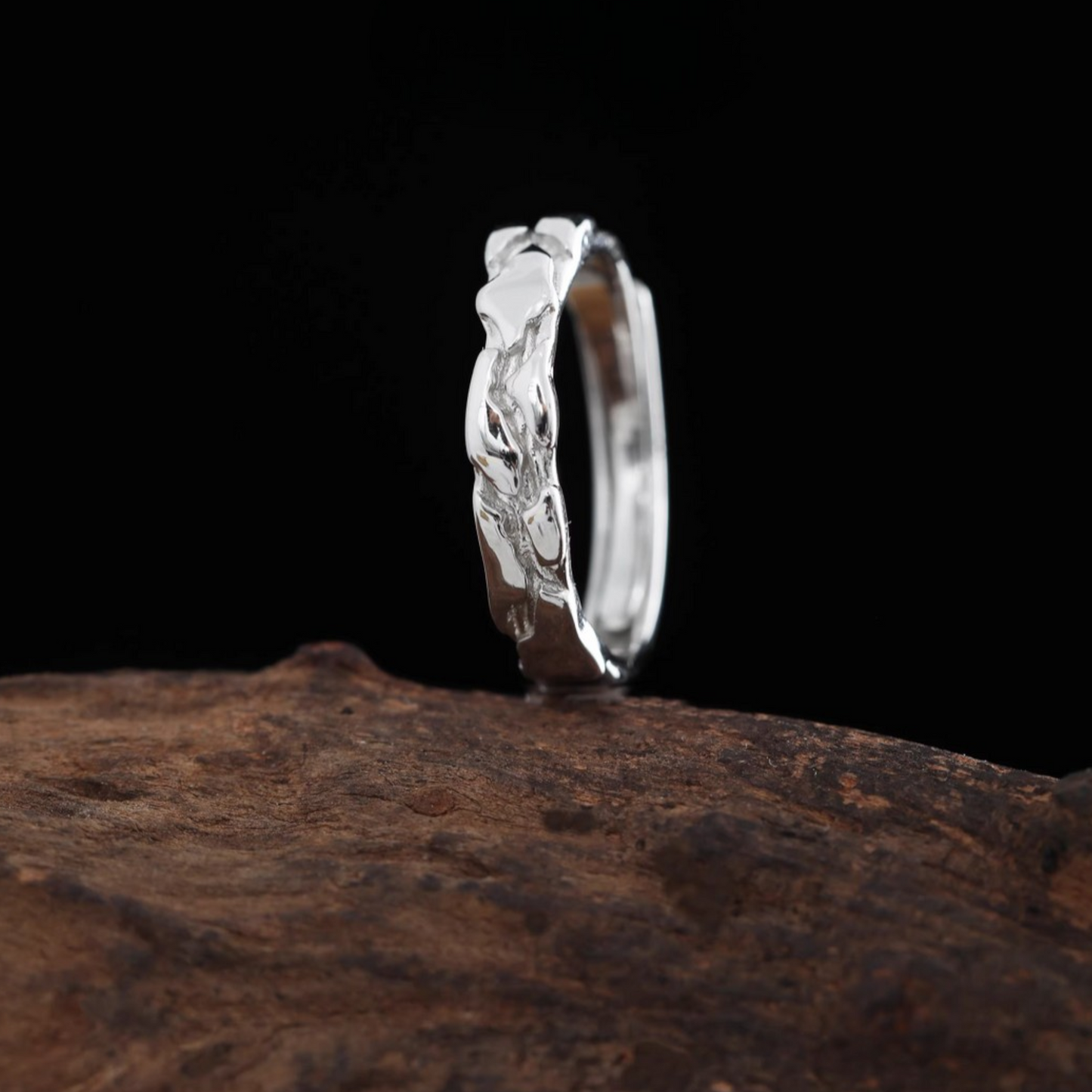 s999 Silver Broken Glacier Couple Ring