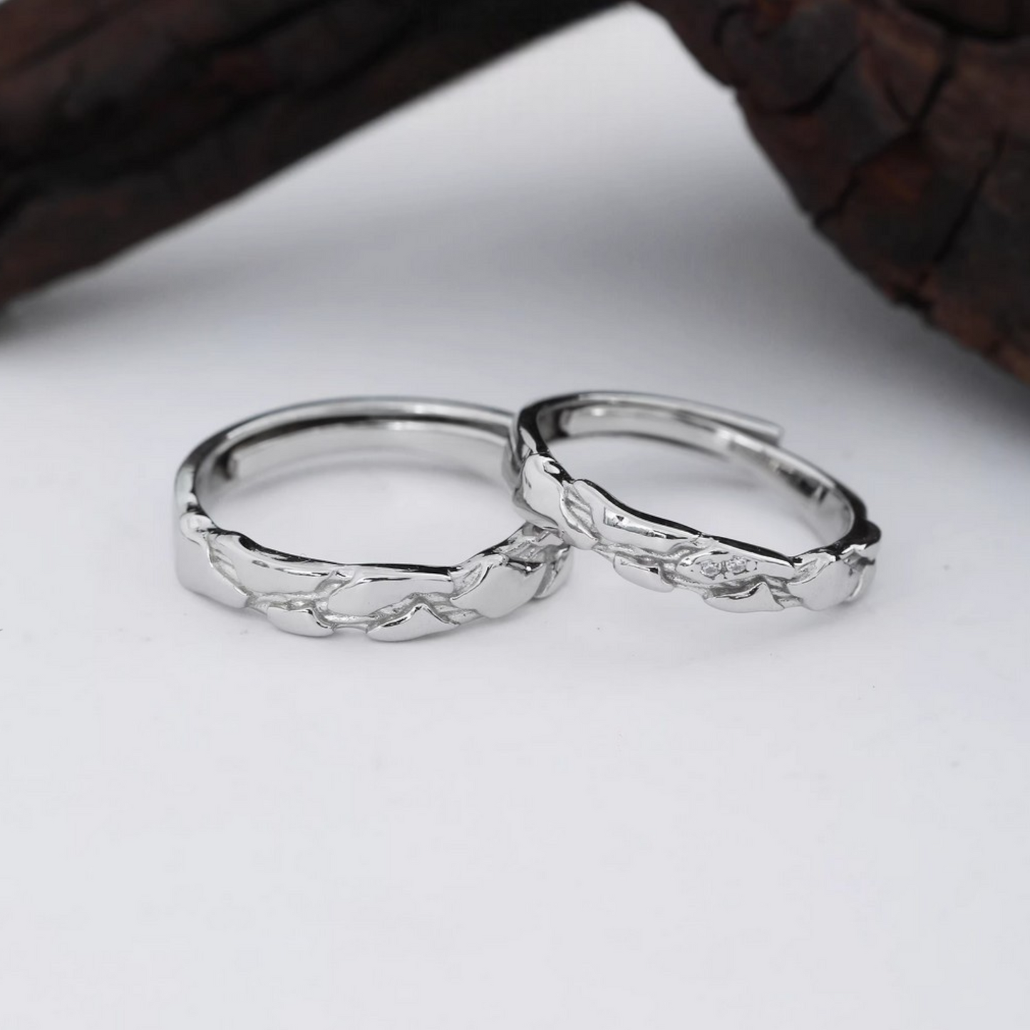 s999 Silver Broken Glacier Couple Ring
