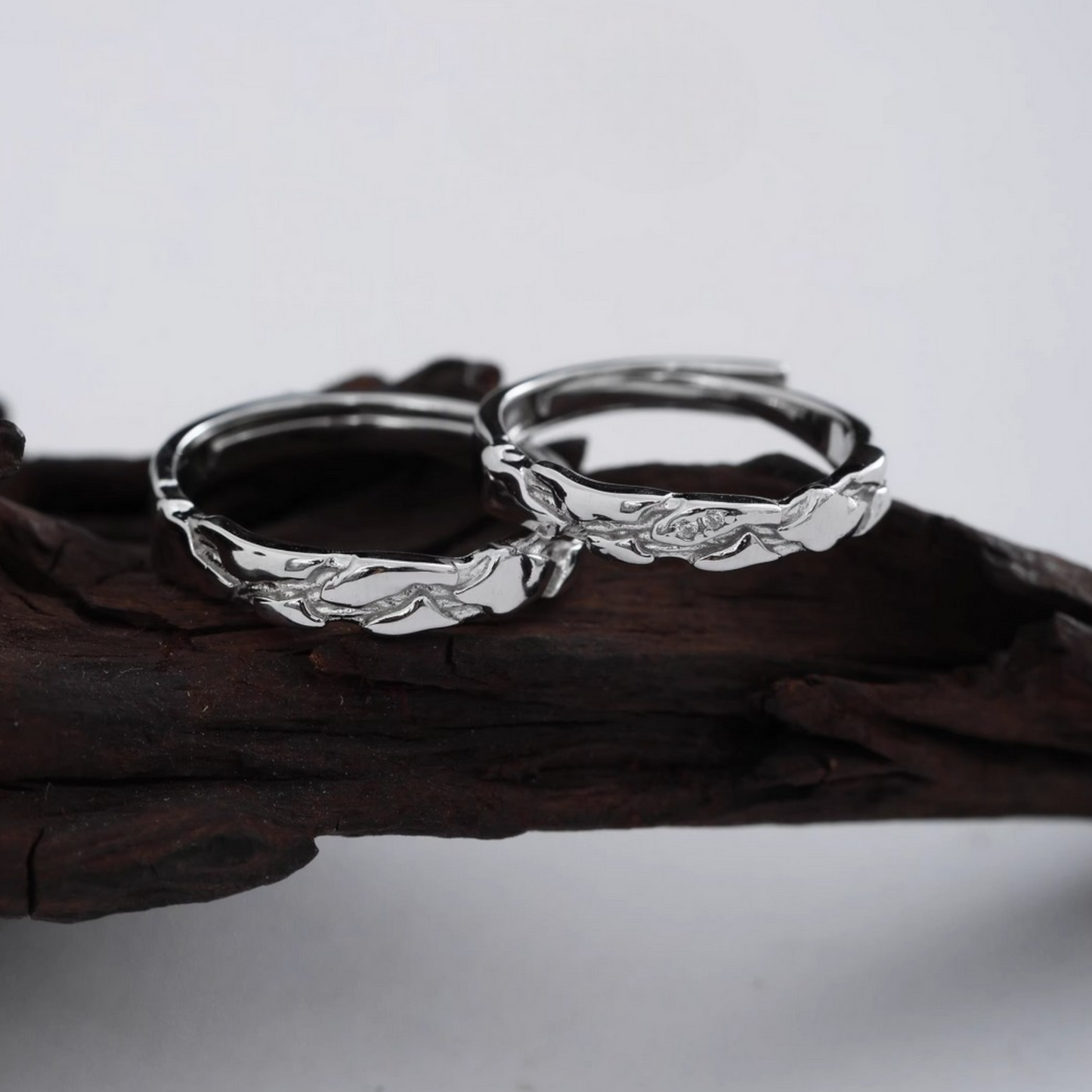 s999 Silver Broken Glacier Couple Ring